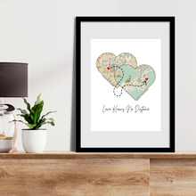 Load image into Gallery viewer, Love Knows No Distance Custom Map Prints (any location, any city, any address)
