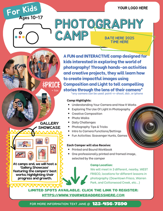 Kids Photography Camp Curriculum (Teacher Edition) *Pre-Order Now Open $20 OFF if Pre-Ordered before 8/15/2025!